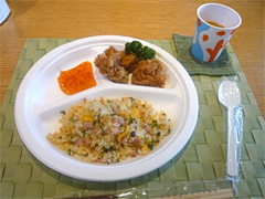 ＩＨで作った炒飯と鶏のから揚げ
